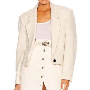 NWT Isabel Marant Etoile Ecru Ivory Maden Single Button Jacket Sz L